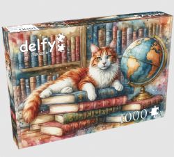 DELFY CASSE-TÊTE 1000 PIÈCES - LIVRES, GLOBE ET RONRONNEMENTS #DE-24021